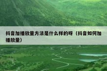 抖音加播放量方法是什么样的呀（抖音如何加播放量）