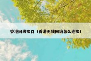 香港网线接口（香港无线网络怎么连接）