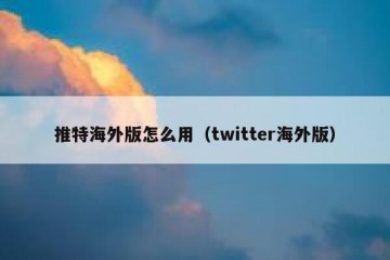 推特海外版怎么用（twitter海外版）