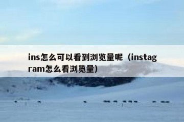 ins怎么可以看到浏览量呢（instagram怎么看浏览量）