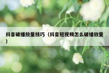 抖音破播放量技巧（抖音短视频怎么破播放量）