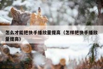 怎么才能把快手播放量提高（怎样把快手播放量提高）