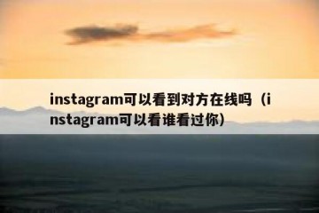instagram可以看到对方在线吗（instagram可以看谁看过你）