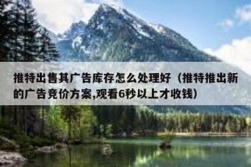 推特出售其广告库存怎么处理好（推特推出新的广告竞价方案,观看6秒以上才收钱）