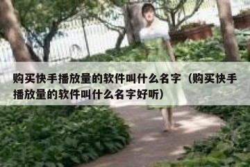 购买快手播放量的软件叫什么名字（购买快手播放量的软件叫什么名字好听）