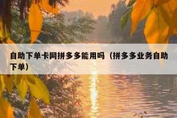 自助下单卡网拼多多能用吗（拼多多业务自助下单）