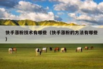 快手涨粉技术有哪些（快手涨粉的方法有哪些）