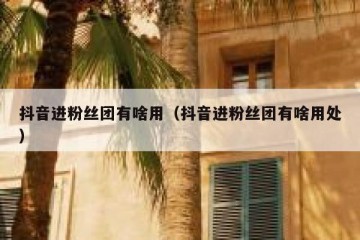 抖音进粉丝团有啥用（抖音进粉丝团有啥用处）