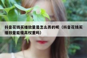 抖音花钱买播放量是怎么弄的呢（抖音花钱买播放量能提高权重吗）
