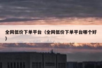 全网低价下单平台（全网低价下单平台哪个好）