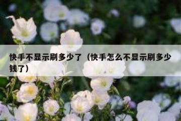 快手不显示刷多少了（快手怎么不显示刷多少钱了）