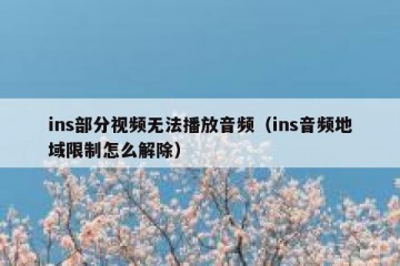 ins部分视频无法播放音频（ins音频地域限制怎么解除）