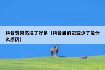 抖音赞突然没了好多（抖音里的赞变少了是什么原因）