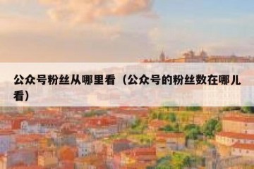 公众号粉丝从哪里看（公众号的粉丝数在哪儿看）