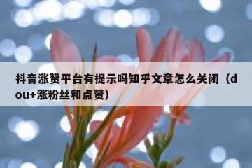 抖音涨赞平台有提示吗知乎文章怎么关闭（dou+涨粉丝和点赞）
