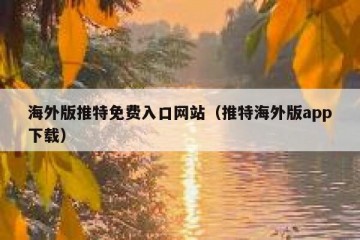 海外版推特免费入口网站（推特海外版app下载）