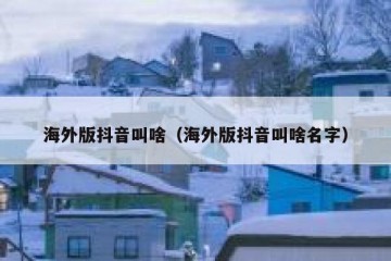 海外版抖音叫啥（海外版抖音叫啥名字）