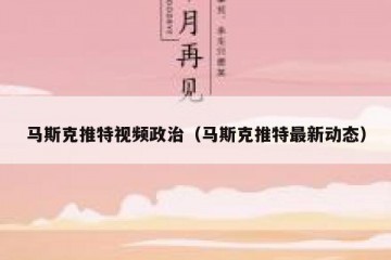 马斯克推特视频政治（马斯克推特最新动态）