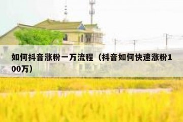 如何抖音涨粉一万流程（抖音如何快速涨粉100万）