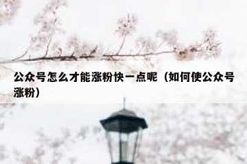 公众号怎么才能涨粉快一点呢（如何使公众号涨粉）