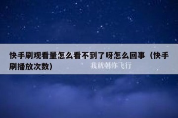 快手刷观看量怎么看不到了呀怎么回事（快手刷播放次数）