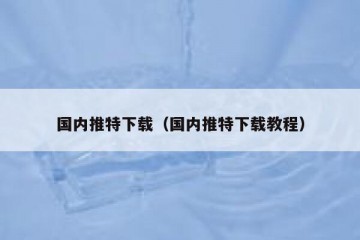 国内推特下载（国内推特下载教程）