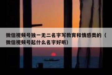 微信视频号独一无二名字写教育和情感类的（微信视频号起什么名字好听）