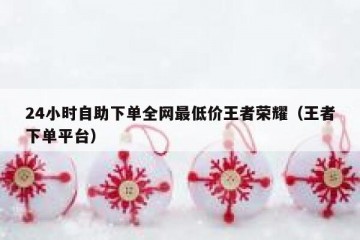 24小时自助下单全网最低价王者荣耀（王者下单平台）