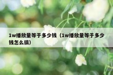 1w播放量等于多少钱（1w播放量等于多少钱怎么搞）