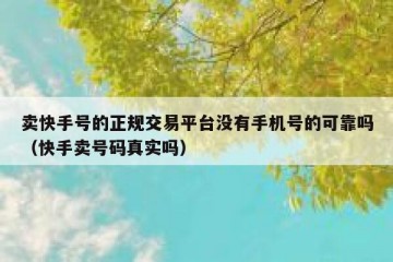 卖快手号的正规交易平台没有手机号的可靠吗（快手卖号码真实吗）