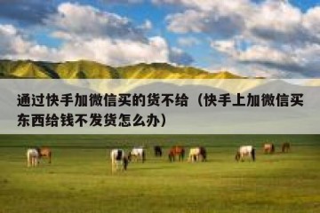 通过快手加微信买的货不给（快手上加微信买东西给钱不发货怎么办）