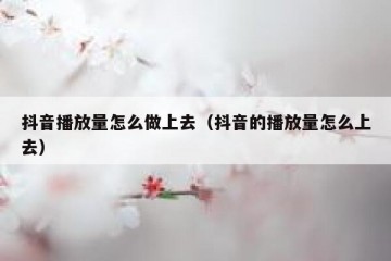 抖音播放量怎么做上去（抖音的播放量怎么上去）