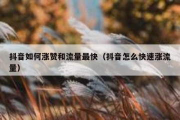 抖音如何涨赞和流量最快（抖音怎么快速涨流量）