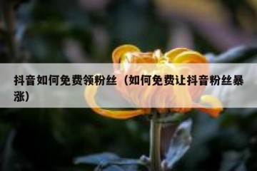 抖音如何免费领粉丝（如何免费让抖音粉丝暴涨）