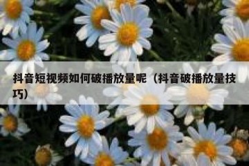 抖音短视频如何破播放量呢（抖音破播放量技巧）