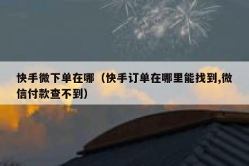 快手微下单在哪（快手订单在哪里能找到,微信付款查不到）