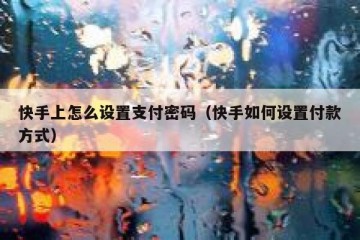 快手上怎么设置支付密码（快手如何设置付款方式）