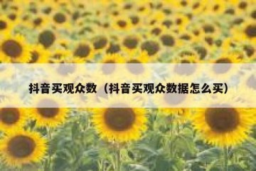 抖音买观众数（抖音买观众数据怎么买）
