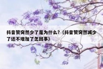 抖音赞突然少了是为什么?（抖音赞突然减少了还不增加了怎回事）