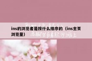 ins的浏览者是按什么排序的（ins主页浏览量）