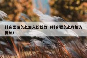 抖音里面怎么加入粉丝群（抖音要怎么样加入粉丝）