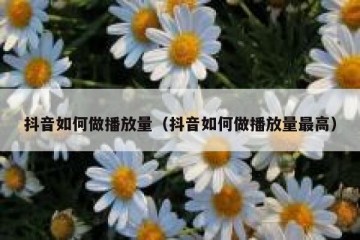 抖音如何做播放量（抖音如何做播放量最高）