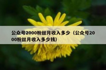 公众号2000粉丝月收入多少（公众号2000粉丝月收入多少钱）