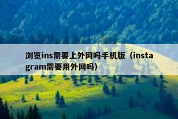 浏览ins需要上外网吗手机版（instagram需要用外网吗）