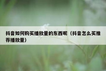 抖音如何购买播放量的东西呢（抖音怎么买推荐播放量）