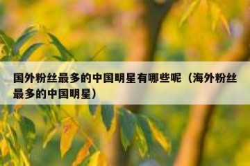国外粉丝最多的中国明星有哪些呢（海外粉丝最多的中国明星）