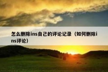怎么删除ins自己的评论记录（如何删除ins评论）