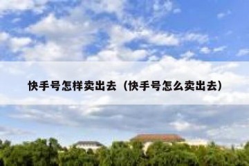 快手号怎样卖出去（快手号怎么卖出去）