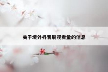 关于境外抖音刷观看量的信息