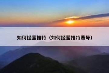 如何经营推特（如何经营推特账号）